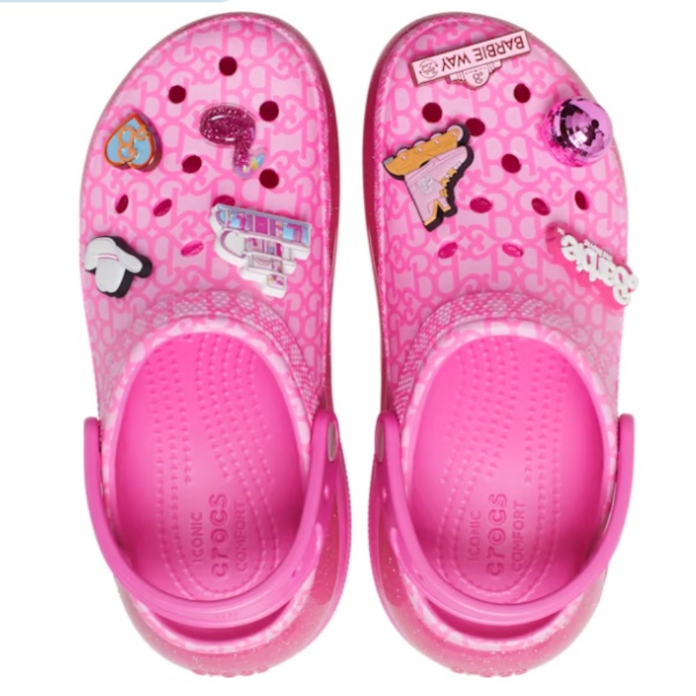 CROCS 💖BARBIE💖 The Movie MEGA Crush pink clogs with charms size 8 - Picture 2 of 7
